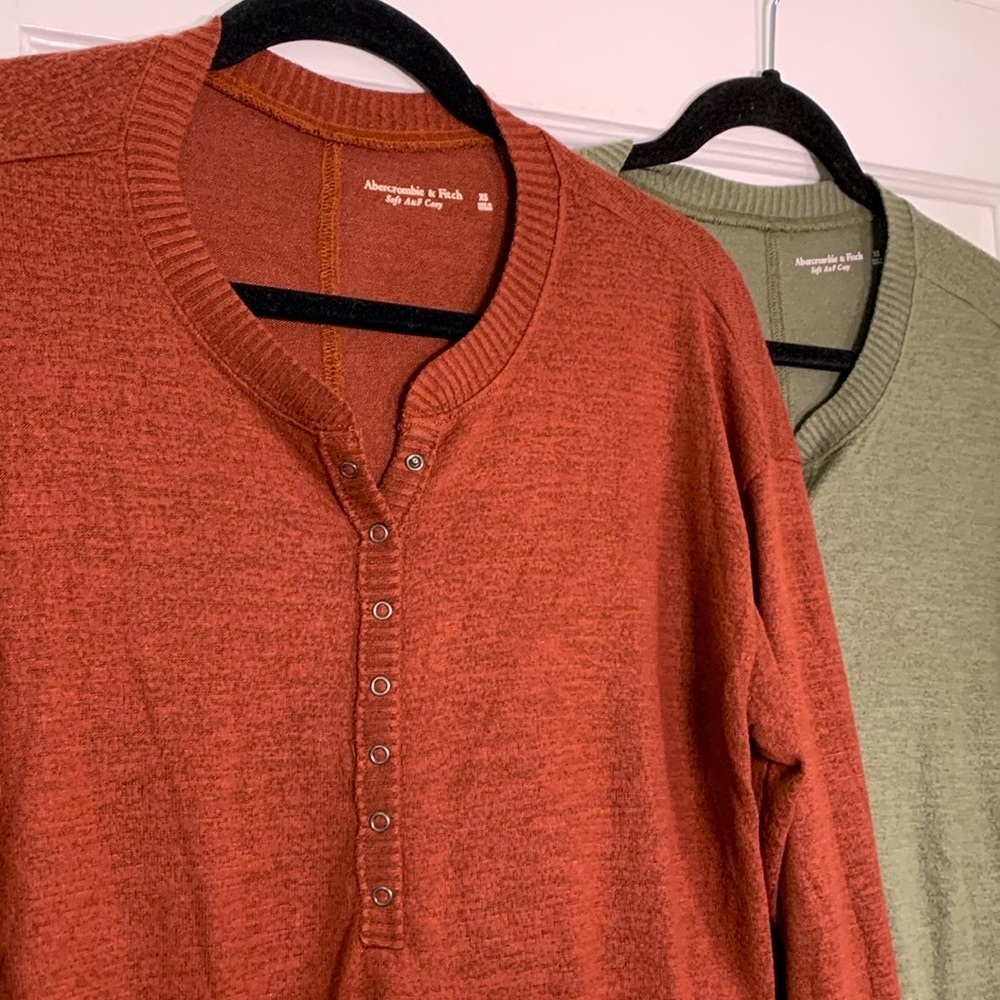 2 Abercrombie Fitch Comfy Top Shirt Soft Cozy Loungewear Jersey Knit Loose Fit